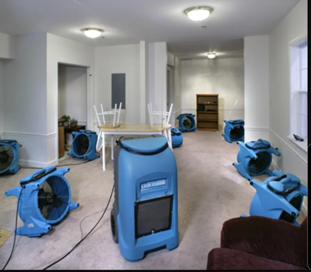 Air movers and dehumidifier setup for Water Extraction & Removal in Seagoville